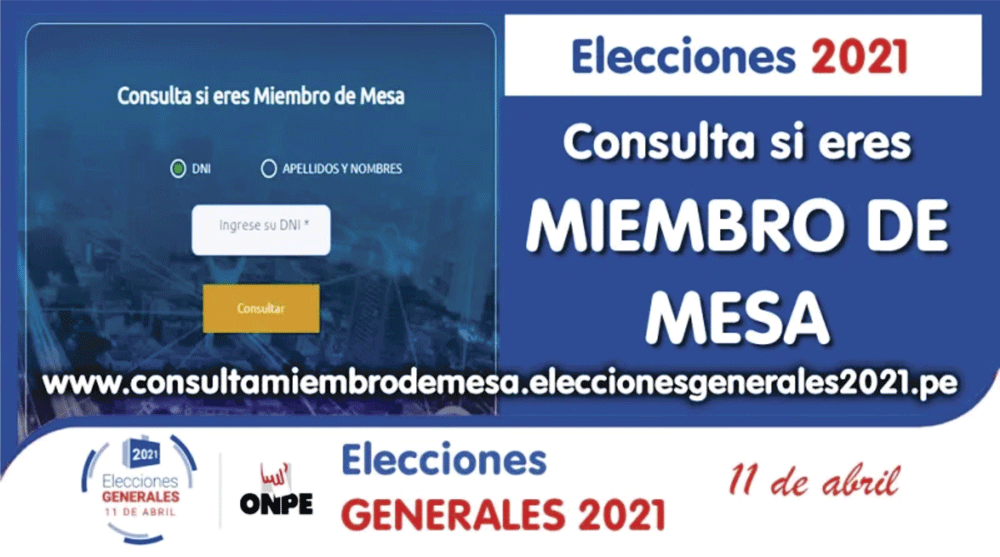 CONSULTA AQUÍ SI ERES MIEMBRO DE MESA – Elecciones Generales 2021: Link ONPE para saber si fuiste elegido.